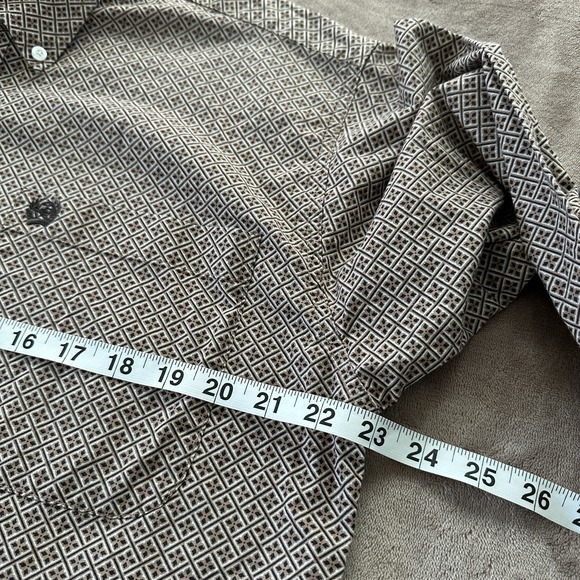 CINCH Shirt Western Men's Small Khaki Geometric Cotton Long Sleeve Button-Down - Picture 6 of 8